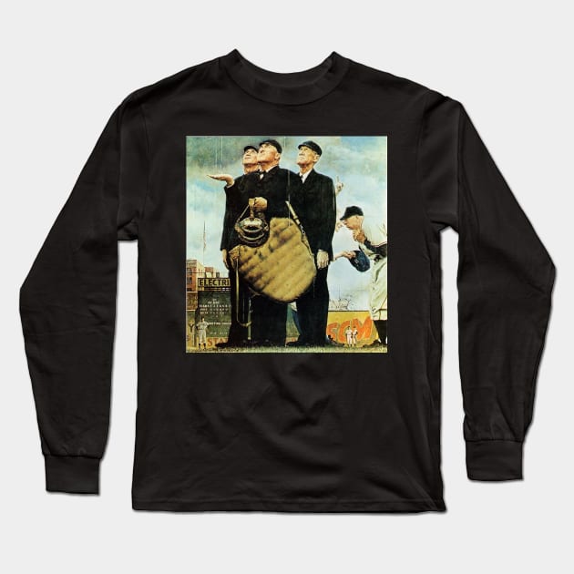 Bottom Of The Sixth 1949 - Norman Rockwell Long Sleeve T-Shirt by Oldetimemercan